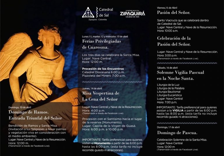 Programación semana santa en la catedral, imagen Alcaldía de Zipaquirá.